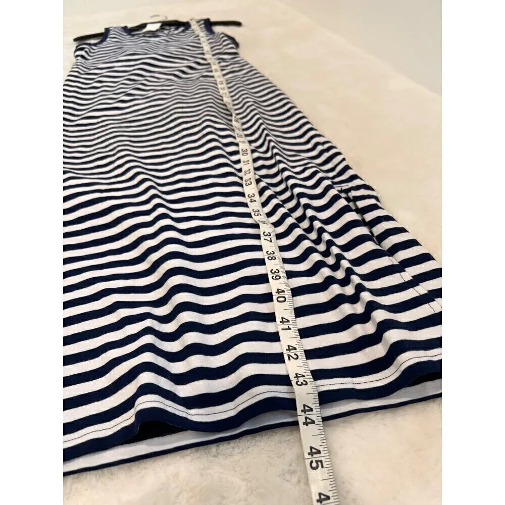 New J. Crew Size S Navy and White Striped Tie Back Knit Midi Dress BR906